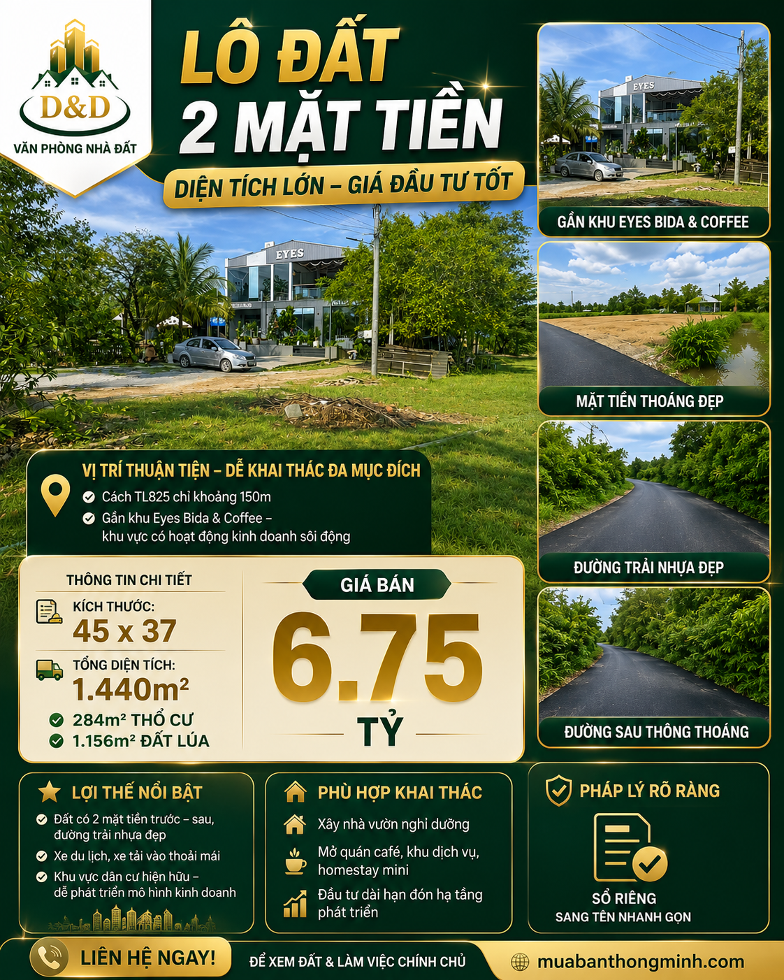 🏡🔥 LÔ ĐẤT 2 MẶT TIỀN – 1.440M² – GIÁ ĐẦU TƯ CHỈ 6,75 TỶ 🔥🏡