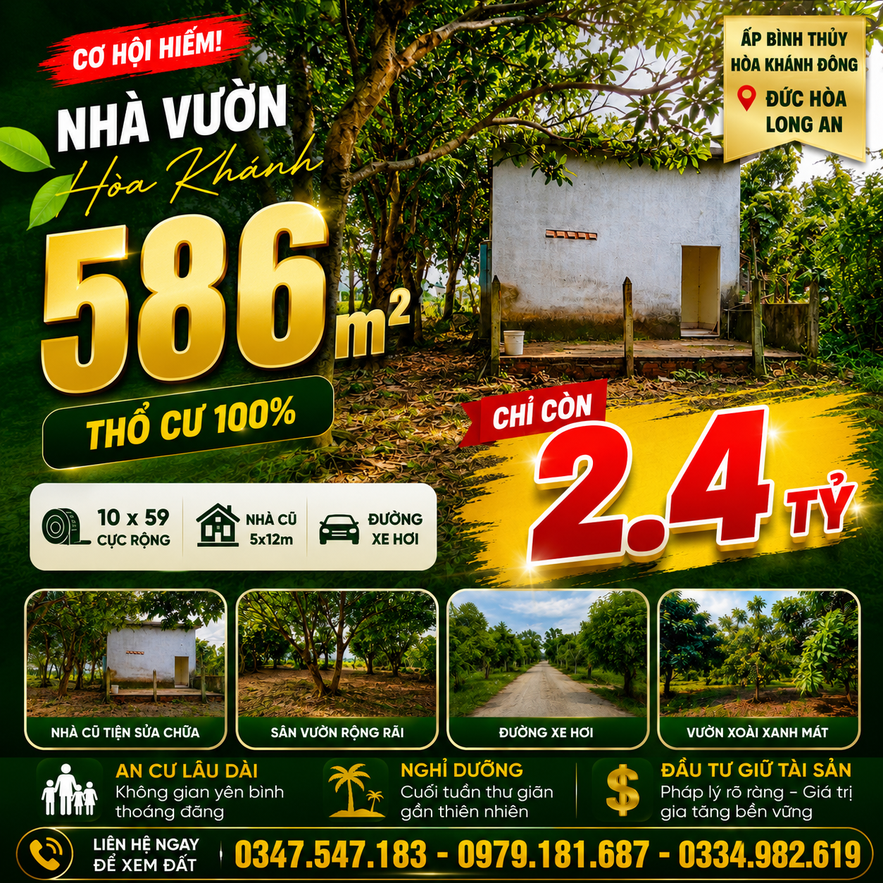🔥 CƠ HỘI HIẾM – NHÀ VƯỜN HÒA KHÁNH, 586m² THỔ CƯ 100% 🔥