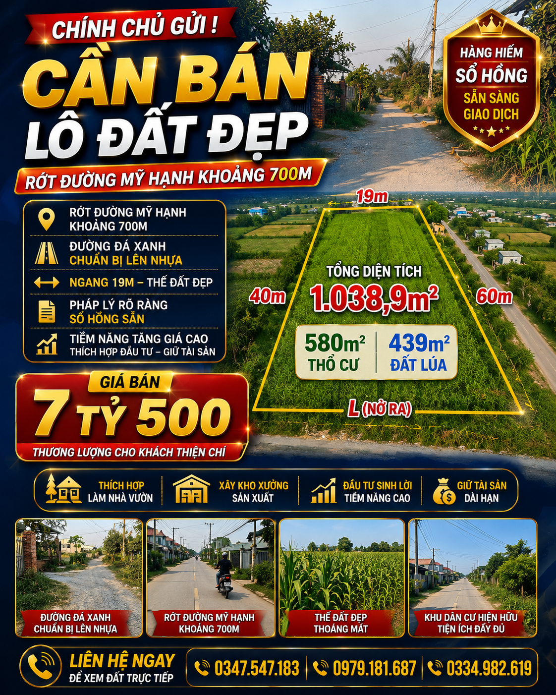 🔥 CHÍNH CHỦ GỬI BÁN – LÔ ĐẤT RỘNG HƠN 1.000M², GIÁ 7,5 TỶ 🔥