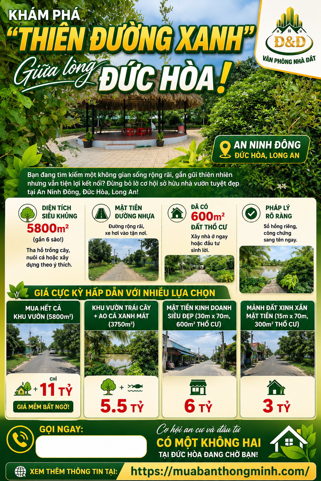 🔥 KHÁM PHÁ “THIÊN ĐƯỜNG XANH” GIỮA LÒNG ĐỨC HÒA – NHÀ VƯỜN GẦN 6.000m² 🌳🏡