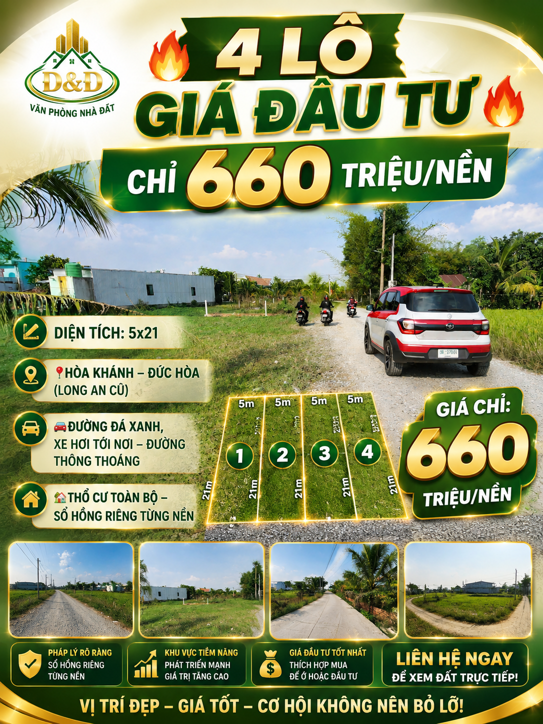 🔥🔥 4 LÔ GIÁ ĐẦU TƯ – CHỈ 660 TRIỆU/NỀN 🔥🔥