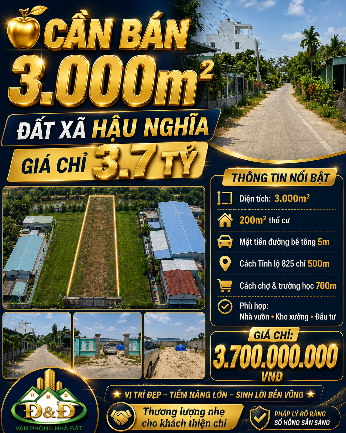 🔥 3.000m² ĐẤT XÃ HẬU NGHĨA – GIÁ CHỈ 3.7 TỶ 🔥