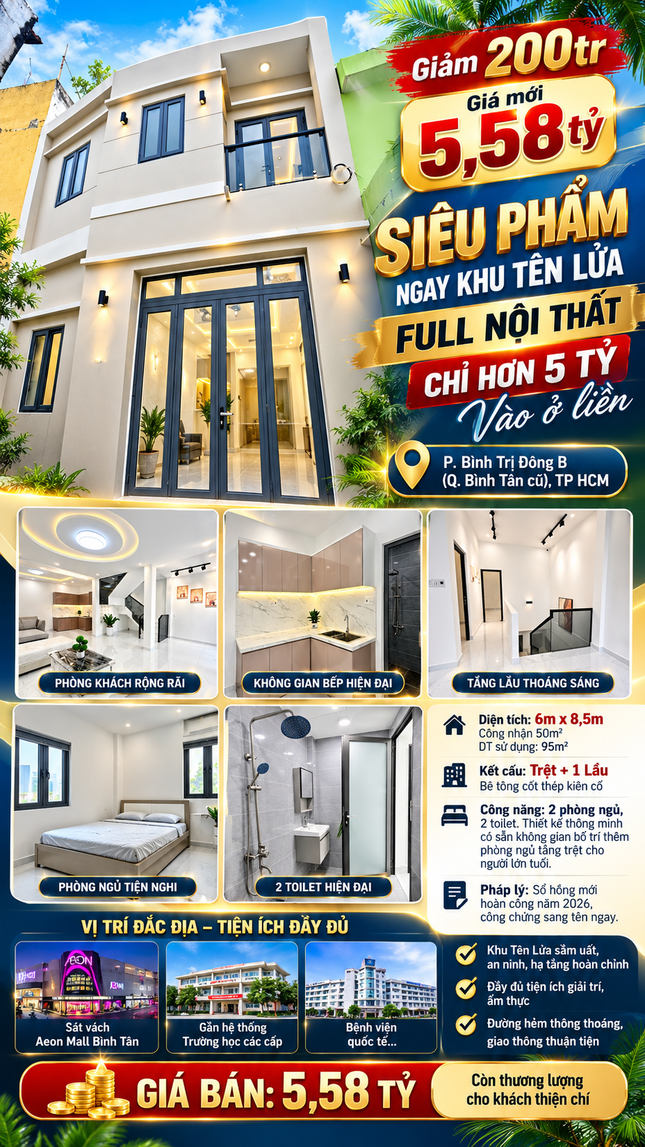🔥 GIẢM 200 TRIỆU – SIÊU PHẨM KHU TÊN LỬA – FULL NỘI THẤT – GIÁ MỚI 5,58 TỶ