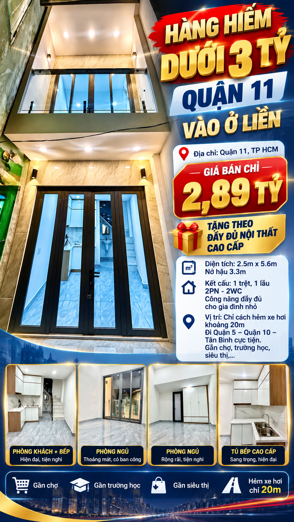 🔥 HÀNG HIẾM DƯỚI 3 TỶ QUẬN 11 – NHÀ ĐẸP VÀO Ở LIỀN – GIÁ 2,89 TỶ