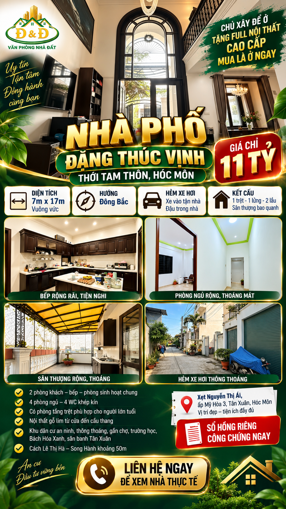 NHÀ PHỐ ĐẶNG THÚC VỊNH – THỚI TAM THÔN, HÓC MÔN | 7×17M – GIÁ 11 TỶ