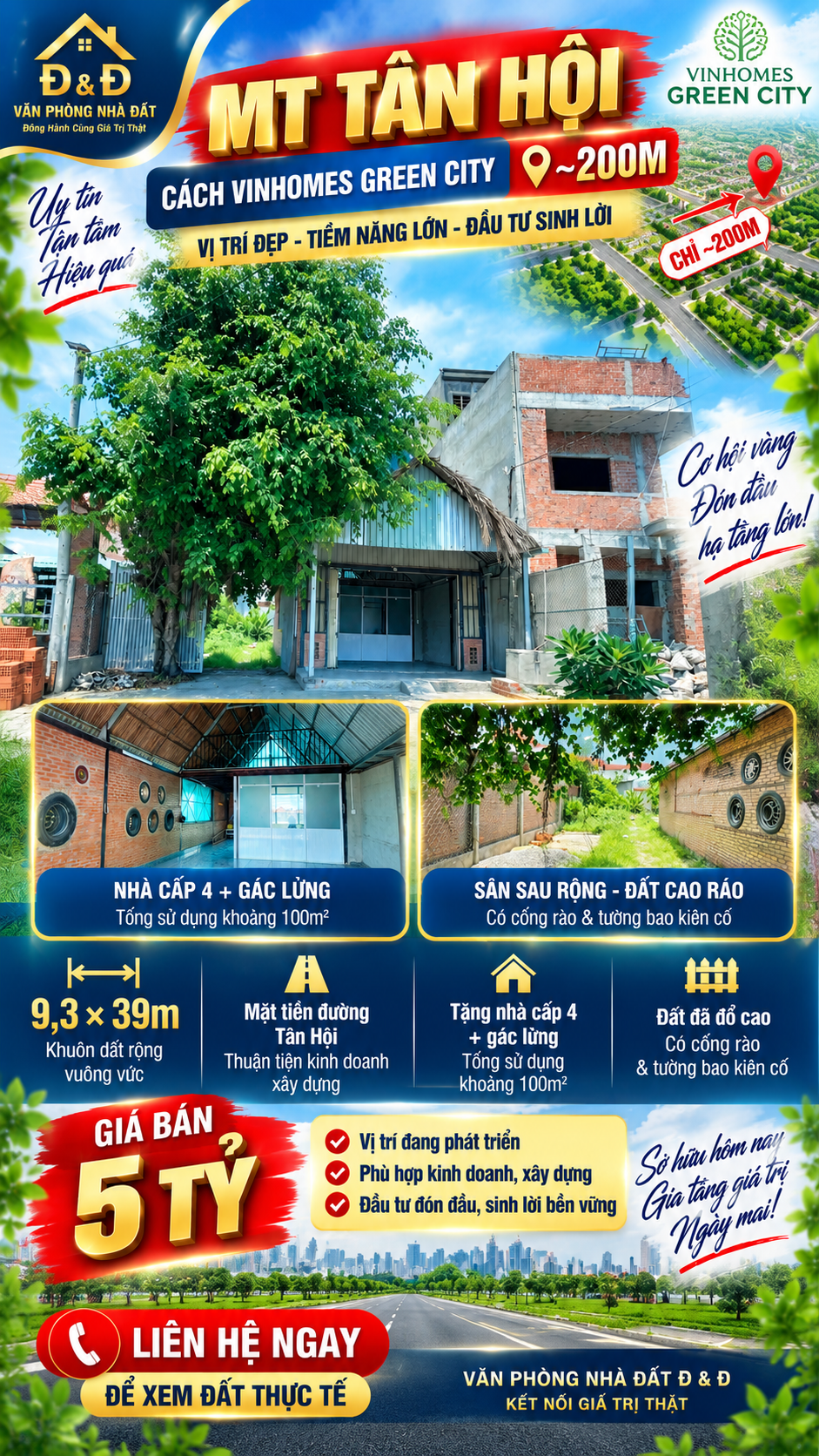 🏡 MẶT TIỀN TÂN HỘI – CÁCH VINHOMES GREEN CITY CHỈ ~200M