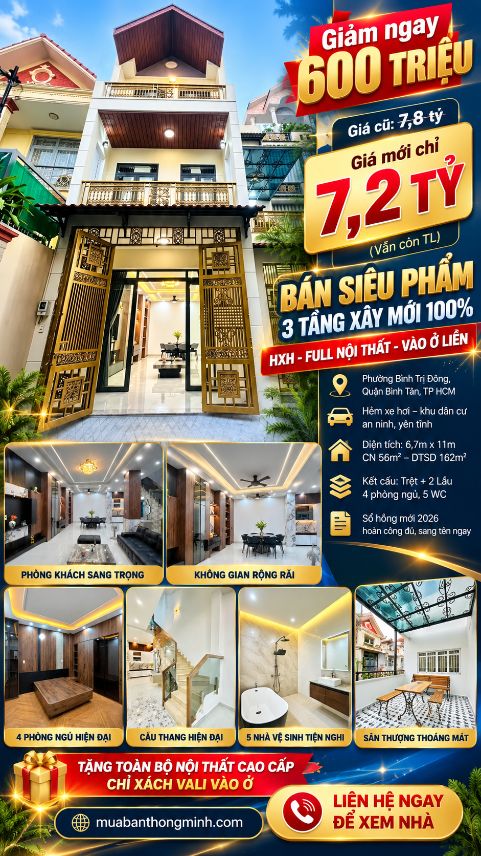 🏡 SIÊU PHẨM NHÀ 3 TẦNG MỚI 100% – HẺM XE HƠI – FULL NỘI THẤT CAO CẤP – CHỈ XÁCH VALI VÀO Ở!